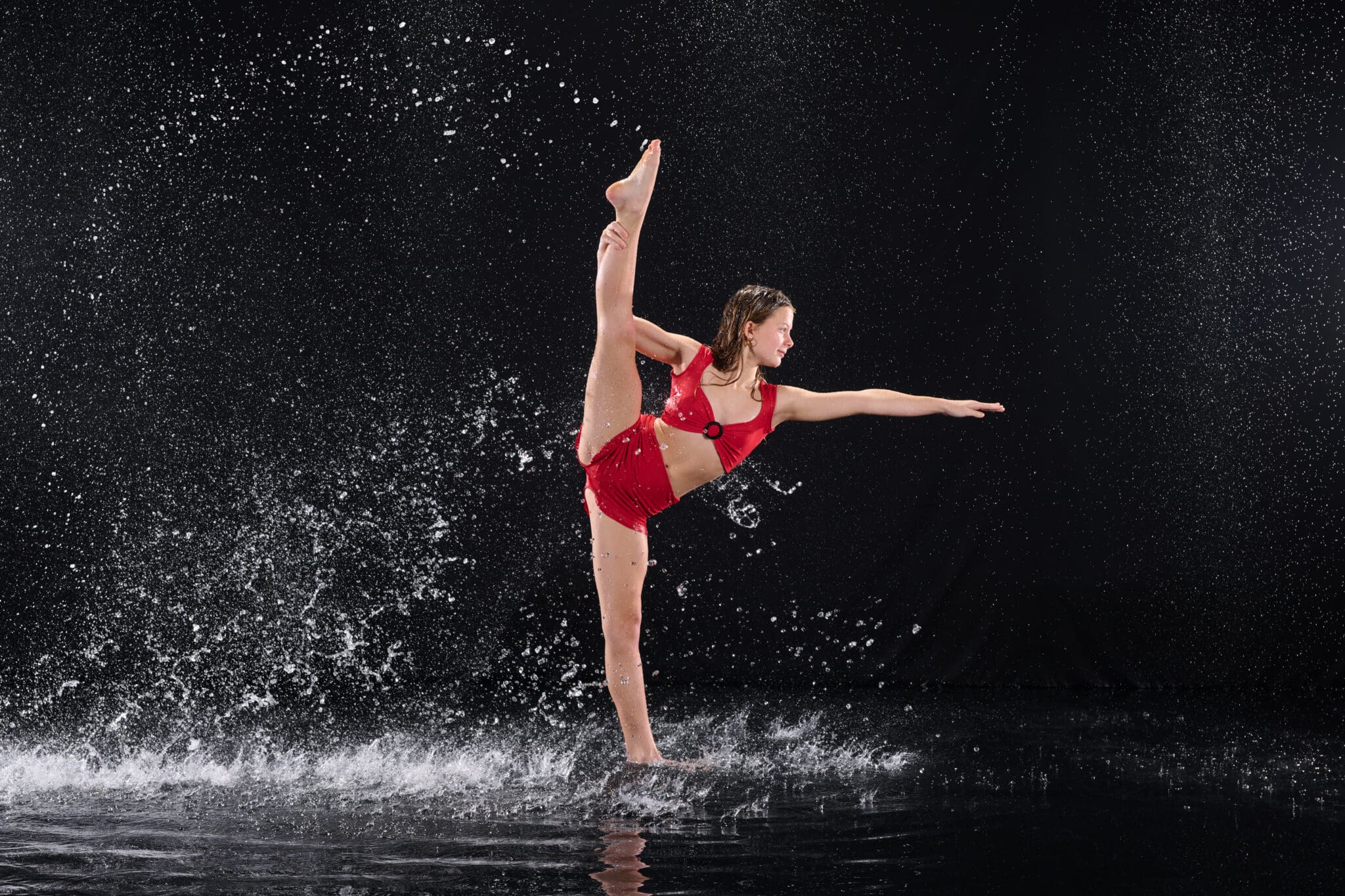 Dancer Leg Hold Rain Session Indoors